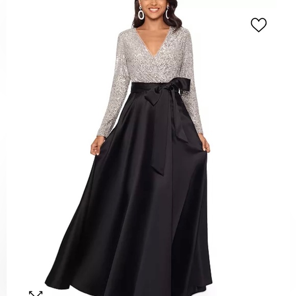 Xscape Dresses & Skirts - Xscape Black/Silver Sequined Ball Gown